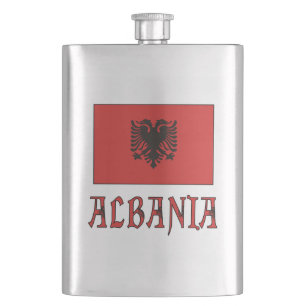 Albanien und albanische Flagge Flachmann