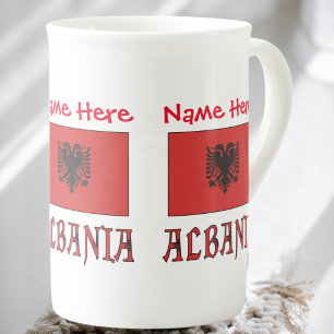 Albanien und albanische Flagge Rot Personalisierun Prozellantasse