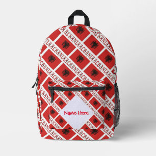Albanien und albanische Flagge Tile Rot Personalis Bedruckter Rucksack