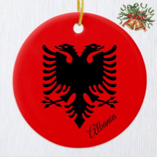 Albanien-Weihnachtsschmuck, albanische Flagge Keramik Ornament
