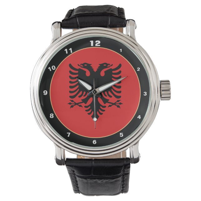 Albanienflagge / Albanienmodepatriot / sport Armbanduhr (Vorderseite)