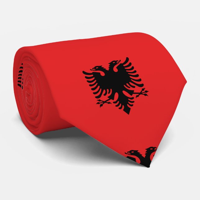 Albanienflagge Krawatte (Gerollt)