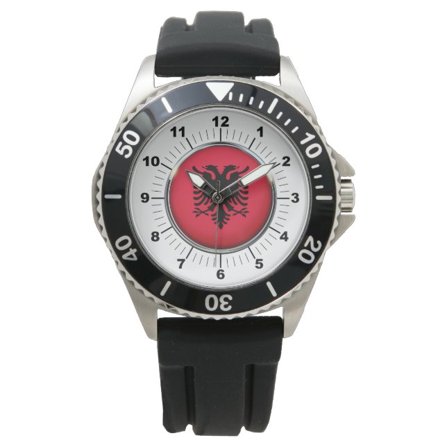 Albanienflagge Kronenkraut Armbanduhr (Vorderseite)