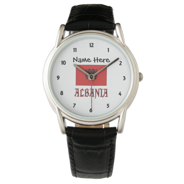 Albanienflagge Personalisiert Armbanduhr (Vorderseite)