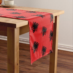 Albanienflagge und Albanienmode-Zuhause /sport-Fan Kurzer Tischläufer