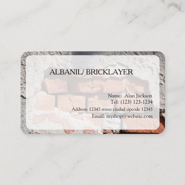 ALBANIL/ BRICKLAYER Visitenkarte bearbeitet (Vorderseite)