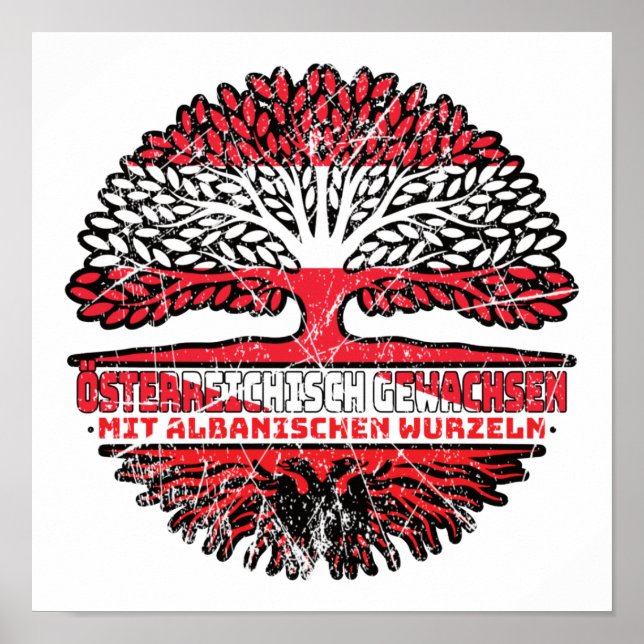 Albanisch Österreichisch Baum Poster (Vorne)