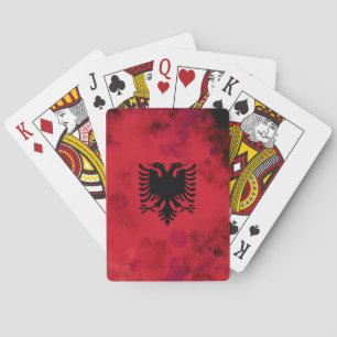 Albanisch spielt Karten. Spielkarten