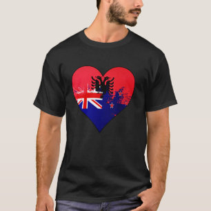 Albanisch und neuseeländische Misch-Heritage-Flagg T-Shirt