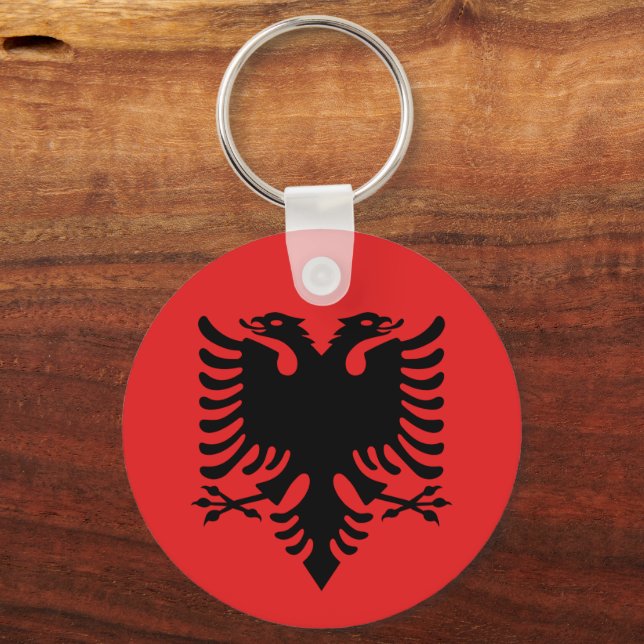 Albanische Fahne & Albanien - Urlaub, Reisen / Spo Schlüsselanhänger (Vorderseite)