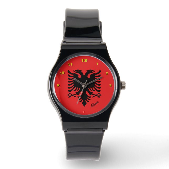 Albanische Fahne, albanische Mode/Sport Armbanduhr (Vorderseite)