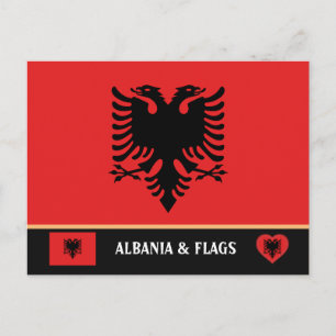 Albanische Flagge & Albanien - Reise, Urlaub / Spo Postkarte