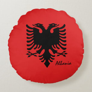 Albanische Flagge / Albanienurlaubsmode /sport Rundes Kissen