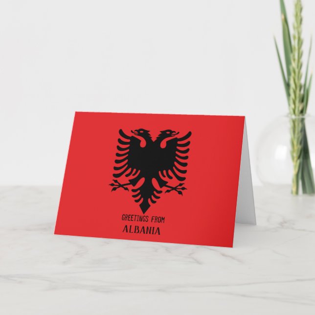 Albanische Flagge anpassbare horizontale Karte (Vorderseite)