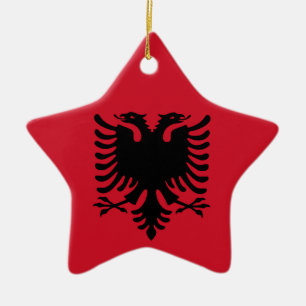 Albanische Flagge auf Keramik-Stern-Anhänger Keramikornament