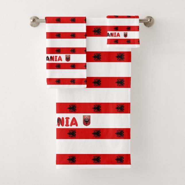 Albanische Flagge Badhandtuch Set (Insitu)
