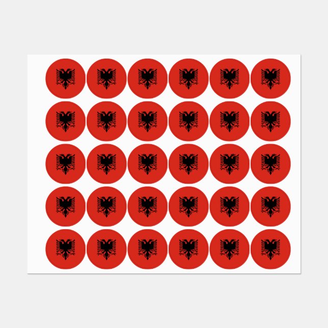 albanische Flagge Etiketten (Blatt)