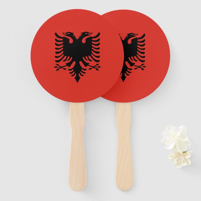 albanische Flagge Fächer (Vorne und Hinten)