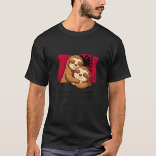 Albanische Flagge Faultier Pyjama Übernachtung Sch T-Shirt