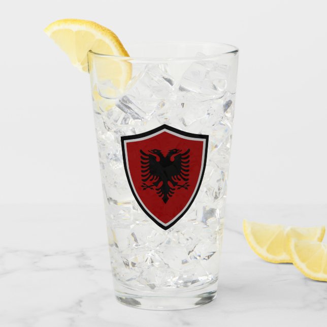 albanische Flagge Glas (Vorderseite Ice)