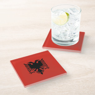 albanische Flagge Glasuntersetzer
