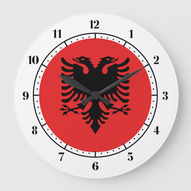 albanische Flagge Große Wanduhr (Vorderseite)