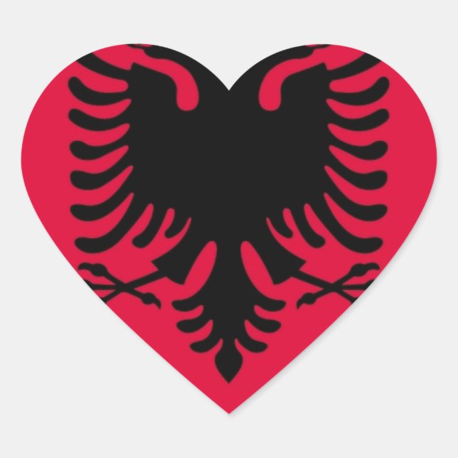 albanische Flagge Herz-Aufkleber (Vorderseite)