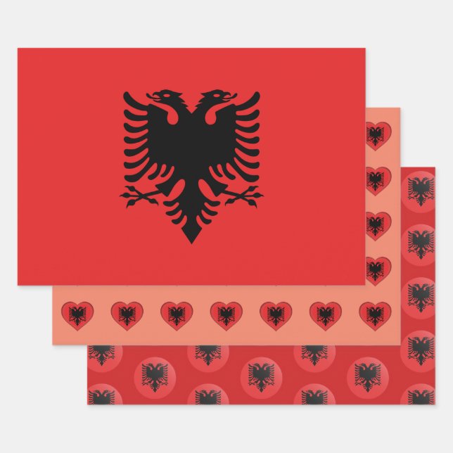 Albanische Flagge, Herz und Albanien Mode / Gesche Geschenkpapier Set (Set)