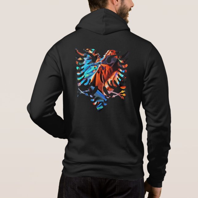 Albanische Flagge Metallische farbige Zip Jacket f Hoodie (Rückseite)