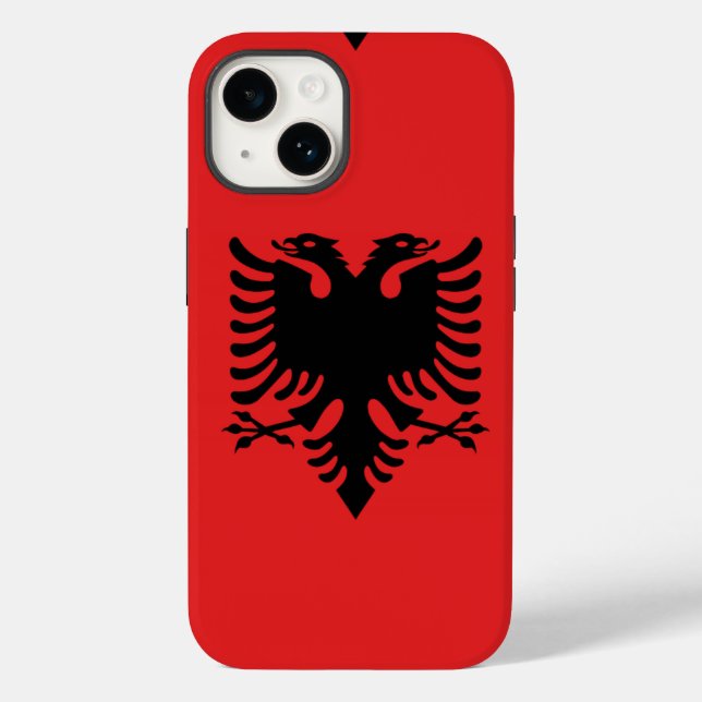 Albanische Flagge mit Zweikopfadler Case-Mate iPhone 14 Hülle (Rückseite)