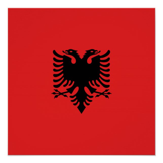 Albanische Flagge mit Zweikopfadler Poster (Vorderseite)