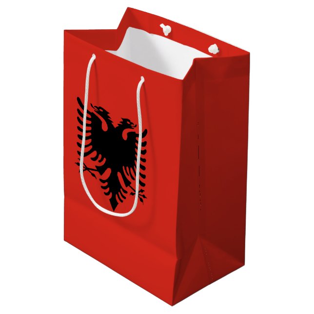 albanische Flagge Mittlere Geschenktüte (Vorderseite Schrägansicht)