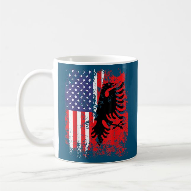 Albanische Flagge Patriotic USA Albanienflagge Kaffeetasse (Links)