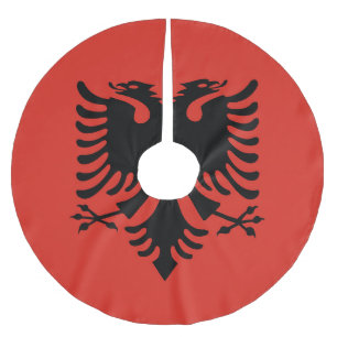 albanische Flagge Polyester Weihnachtsbaumdecke