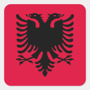 albanische Flagge Quadratischer Aufkleber