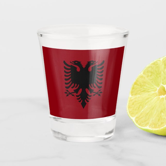 Albanische Flagge Schnapsglas (Vorderseite)
