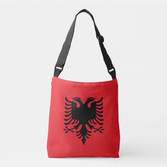 albanische Flagge Tragetaschen Mit Langen Trägern (Vorderseite)