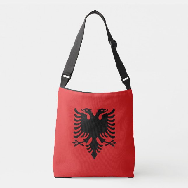 albanische Flagge Tragetaschen Mit Langen Trägern (Vorderseite)