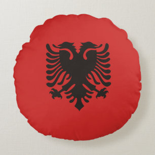 Albanische Flagge überall Rundes Kissen