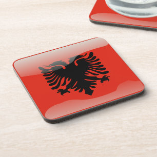 albanische glänzende Flagge Getränkeuntersetzer