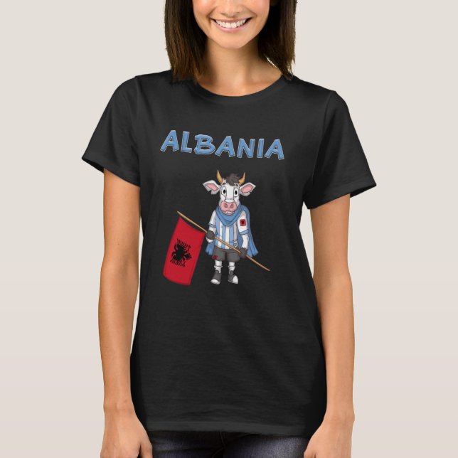 Albanische Kuh Albanien Fan T-Shirt (Vorderseite)