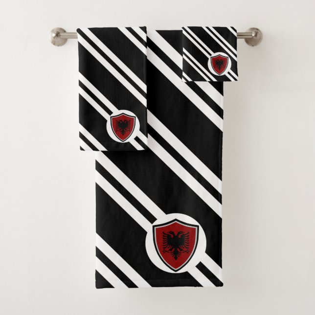 Albanische Schildflagge Badhandtuch Set (Insitu)