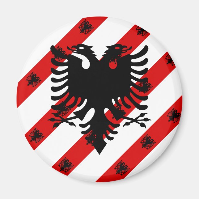 Albanische Streifenflagge Magnet (Vorne)