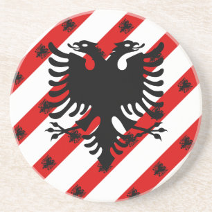 Albanische Streifenflagge Sandstein Untersetzer