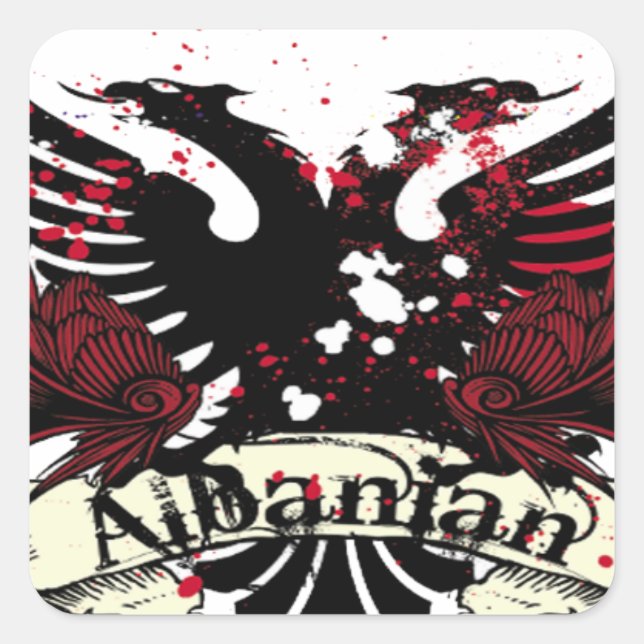 albanischer Adler Quadratischer Aufkleber (Vorderseite)
