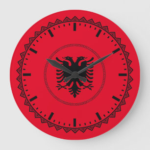 Albanischer Pride Red Große Wanduhr