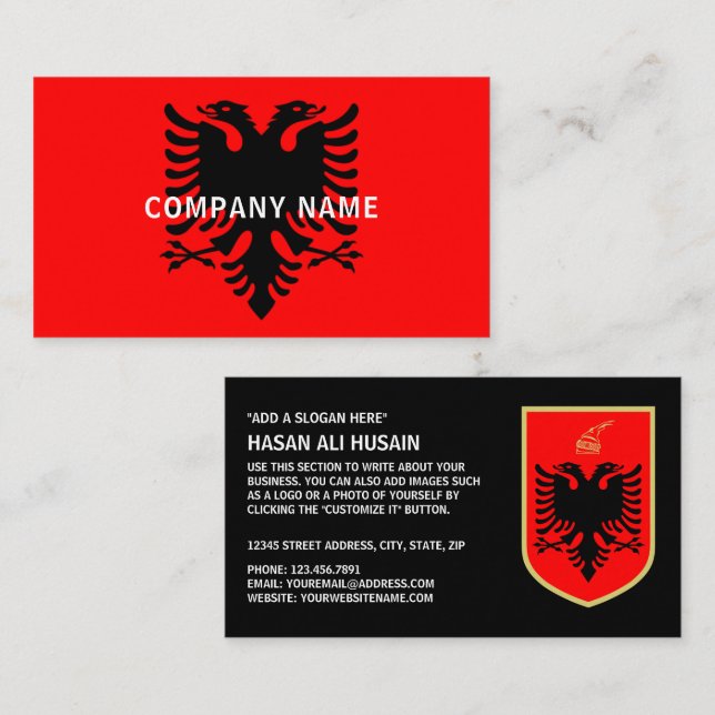 Albanischer Wappen, Flagge Albaniens Visitenkarte (Vorne/Hinten)