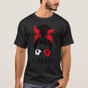 Albanisches Fußball Mädchen Mutter Unordentlicher T-Shirt