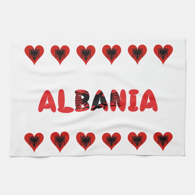 Albanisches Herz Handtuch (Horizontal)
