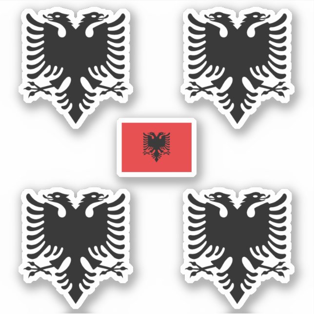 Albanisches Wappen und Flaggenaufkleber Aufkleber (Vorderseite)
